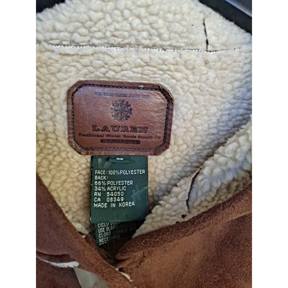 Lauren Ralph Lauren Faux Leather Sherpa Jacket Size Medium‎